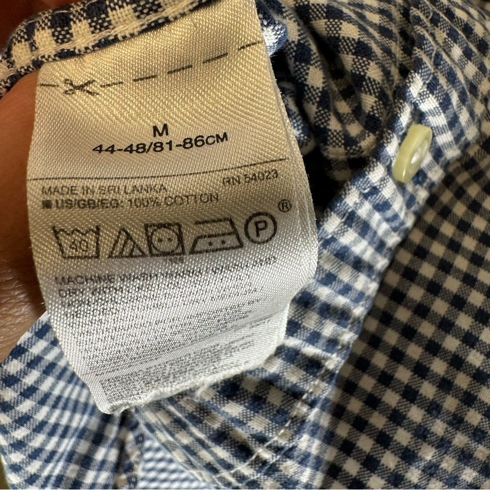Gap men's slim fit casual button-down shirt 100% cotton blue white plaid medium - Picture 5 of 8